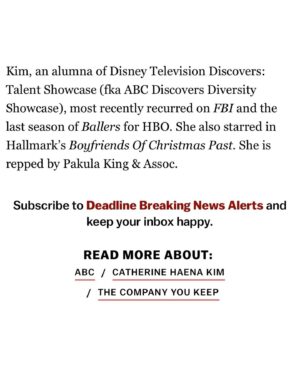 Catherine Haena Kim Instagram - Honored & excited to be a part of this all-star creative team. Buckle up baby, this is gonna be a fun ride. 🎬❤️ #thecompanyyoukeep #abc

Thank you @miloanthonyventimiglia @juliacohen78 @thisisbenyounger @jonmchu @abcnetwork 
It’s #littlekiddreamstuff ✨

And an extra thank you to my beautiful family, friends & to the best team a girl could ask for!! The victories are that much sweeter and the heartbreaks more bearable with you ❤️ OK, cue stage exit music. Bye!