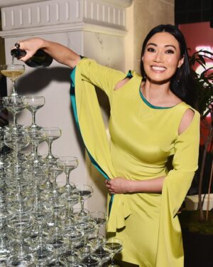 Catherine Haena Kim Instagram - A champagne tower moment. You spoil me @abcnetwork & @gq. Thank you for making last night’s premiere of ‘The Company You Keep’ unforgettable 🥂✨💫 #cheers #thecompanyyoukeep #littlekiddreamstuff