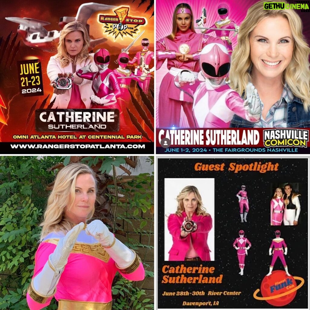 Catherine Sutherland Instagram - #fanfriday I took off the month of May to celebrate and focus on my daughters final year of high school and entrance into adulthood. All the feels 🤍😭 I’ll be back on the road next month! Here is where I will be in June! June 1-2 : @nashvillecomicon The fairgrounds Nashville, TN June 7th @retroexchangetoys 8110 W. Peoria Ave #109 Peoria, AZ June 8th @justicecomicbooks 1805 E. Elliott rd #101 Tempe, AZ June 9th @harleystoysandcomics 330 E 7th st, Tucson AZ June 21-23 @rangerstopandpop Omni Hotel, Atlanta GA June 28-30 @planetfunkcon River Center Davenport IA #catherinesutherland #PinkRanger #Onceandalways #KatherineHillard #Mightymorphinpowerrangers #zeo #Turbo #PinkRangerPower #Pterodactyl #cranezord #powerrangersplayback #meetingfans #appearances #conventions #90s #popculture #joy