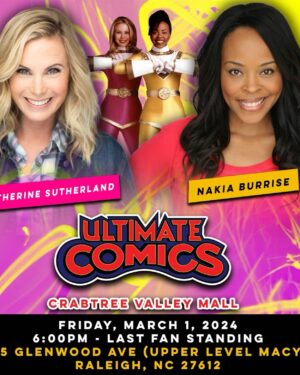 Catherine Sutherland Instagram - North Carolina is Up Next!
@nakiaburrise and I will be at three different locations in North Carolina with @ultimatecomicsofficial March 1-3

#powerrangersplayback  #superchatpodcast #superchat #spreadjoy #powerrangers #superchatwithcatandnakia #mmpr #zeo #turbo #pinkranger #catherinesutherlandiaburrise #girlpower #liftupothers #laugh #love #instagood #joyrevolution #friendship #catandnakia #encourage #empower #inspire #pinkranger #yellowranger #nakiaandcat #youtubechannel
