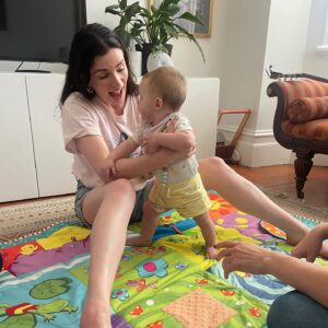 Celia Pacquola Instagram - Meant the world to have my baby anointed and blessed by my old mate @weemissbea. Happy egg weekend everyone xxx