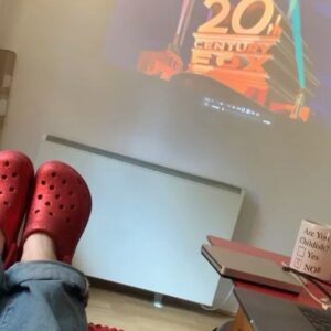 Celine Buckens Instagram - Self Isolation, or ten days in the life of red glitter platform croc. Hello freedom. 
This is not an ad. Hi @crocs