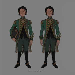 Celine DaHyeu Kim Instagram - “And her captain is an 🍑” Costume design for Hornagold🤣!! Character design is done by the one and only Tony Fucile ✨ #theseabeast #celinekim #visualdevelopment