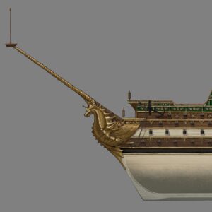 Celine DaHyeu Kim Instagram - “She’s quite a sight isn’t she?” 🌝 Here is the most heavily armed ship ever to set sail! @rslarts gave me a great base model to design all the intricacies on top of it👌✨ I’m glad she got some beauty shots in the film too @theseabeastnetflix #celinekim #visualdevelopment #theseabeast