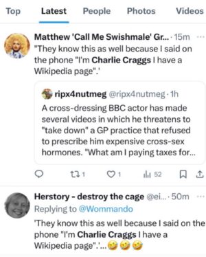 Charlie Craggs Instagram - #TheGrinchOfTheTransCommunity #IHaveAWikipedia #CharlieCraggs #Famous