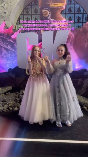 Charlie Townsend Instagram - Thank you @wbpictures for inviting us. Thank you at @prompartyshop for the dress felt like a princess This was the best experience because we did it together. @lexi_rabe @charlierosetownsend