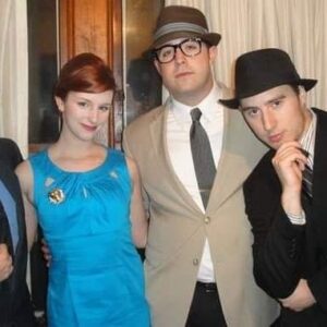 Chelsea Rebecca Instagram - Thought I'd share this photo from the night I met James 😯 we didn't start dating until maybe two years later. Yes this is a Mad Men party and in Mad Men tradition I was one of like  7 women in the entire film department (shout out to former housemate @barbaratwist who was among that number). James Bishop on the left is actually standing up in our wedding!