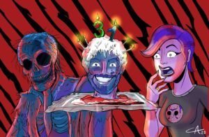 Chelsea Rebecca Instagram - Celebrating @deadmeatjames's 31st today!! Creepshow style 💀 Art by @ameizingdraws
