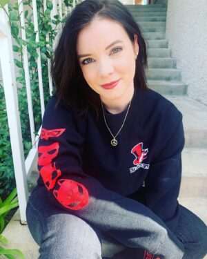 Cherami Leigh Instagram - So excited to check out the #Persona5 Collab with @stierapparel ! So many different styles to choose from, and I can’t get over how incredible the quality is. And just in time to rep the #phantomthieves all holiday season long. Be sure to check out  s-tierapparelclub.com
