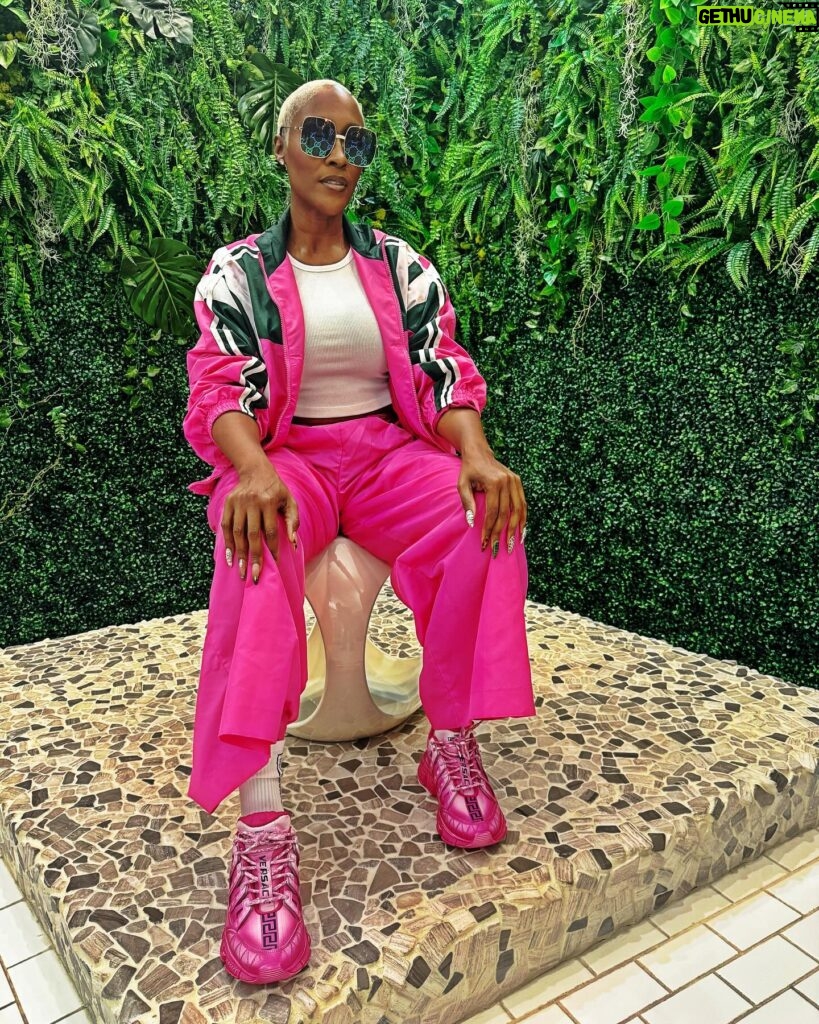 Cheryl 'Coko' Gamble Instagram - I have the right to remain stylish. 💖💫 @beeyeconic down to the socks! Tracksuit: @beeyeconic #tracksuit #stylish #over50fashion