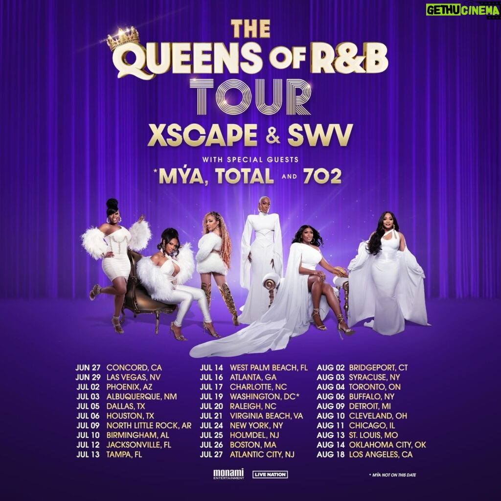 Cheryl 'Coko' Gamble Instagram - ✨ IT’S TOUR TIME! ✨ So excited to be going out with our sisters XSCAPE for THE QUEENS OF R&B TOUR along with fellow 👑 Mýa, Total and 702! Tickets go on sale Friday, March 29 at 10am local. See you all soon. 😘