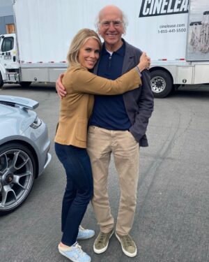 Cheryl Hines Instagram - Ah, the ole one person hug. 🤍 Larry!  New season of Curb Your Enthusiasm coming early 2024! Are you ready for this? 
#curbyourenthusiasm #LarryDavid #CherylDavid #cye #lovemyjob #prettyprettyprettygood