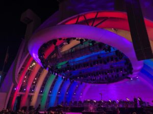 China Chow Instagram - THE HOLLYWOOD BOWL SHOWED ITS TRUE COLORS for @cyndilauper 
Thank you @mariaarenabell
🥊🔥🍌🍀💙🦄  Mike