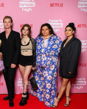 Chloé Hayden Instagram - It was free dress day for a gold coin donation and the theme was Polly Pocket
(Thank you so so so much for all the love on Season 2 so far it’s making my heart go weeee)

Stylist: @jordanboorman 
Wearing: @moniquemarschner @sarahgardnerjewellery @fluevog @autisticjewellery (and friendship bracelets made by you guys 🥺)
HMUA: @bylolawithlove @heathmassihair