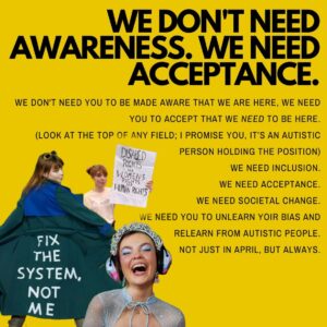 Chloé Hayden Instagram - Autistic people exist this month and every month.
We can not have awareness without education and acceptance.
So, a little reminder of how you can actually support autistic people. Not just in April, but always.