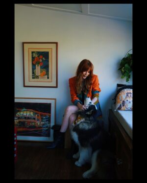 Chloe Dykstra Instagram - Hey look, it’s one of these posts. This blazer features every best color ever made, and I swooped in and nabbed it from @advanced_thrifting before anyone else could call dibs. Anyway, Laika and I are going out of town on a road trip movie adventure this week (no apocalypses involved) and if I see something cool I’ll share it on stories. Have a good Tuesday bye 🚐