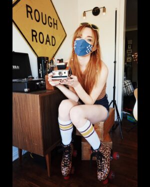 Chloe Dykstra Instagram - This Rollergirl getup was my ORIGINAL 2020 HALLOWEEN COSTUME ™ but then while shooting this I definitely fell off the apple boxes and probably broke my coccyx so I had to put my skates away for a few weeks. So enjoy the few shots I took before I slammed ass on the hardwood floor and pounded my fist on the ground like the WAP dance to distract from searing pain