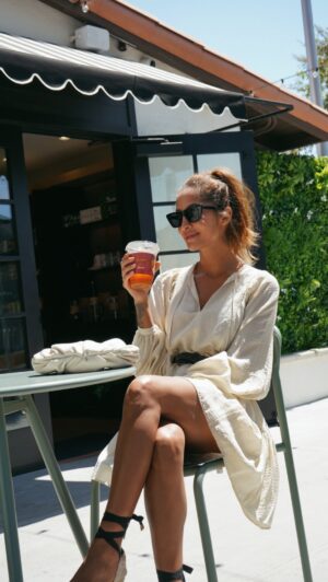 Christel Khalil Instagram - Days off consist of dressing cute, coffee shops ☕️ and surviving this heatwave🫠.
