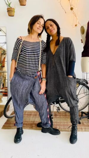 Christina Moses Instagram - impromptu photoshoot whilst shopping at @manduladesign 🦋 i can’t say enough about her clothing…it is art. one of a kind pieces that bridge the old world, the new the now the haven’t even been created way off into the future—world. pure magic. wearing her designs make me feel alive and inspired. ♥️
and always, with my coocoo @stephshortstak, life is magic ✨✨
also want to give a shout out to @jennikayne for my favorite boots.🫶🏽
#kits 
#fashion
#obviouslymodels 
#women 
#art
#tellheryouloveher