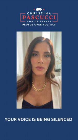 Christina Pascucci Instagram - Your voice is being silenced. 

@POLITICO, @FOXLA, and @USCDornsife have chosen to lock out candidates who represent 20% of voter support from the first California US Senate debate on January 22, 2024.

And also concerning— they gave no clear criteria for this debate. The protocol for any political debate is to release transparent criteria by which candidates qualify. This was not done.

For context, the first Presidential primary debate allowed candidates with 1% polling to take the stage. The three of us who were excluded have a collective nearly 20%!

This isn’t about me— it’s about giving voters a chance to hear from their chosen candidates, and not just the three establishment Democrats that the media has pushed since day one. 

They are choosing the candidates you vote for, and that is not right. 

This is why we keep electing the same leaders and getting the same results. Voters aren’t even given the chance to hear from voices outside of the political machine. We must change this, urgently, for the future of our country.

We are asking that Politico, USC, and FOX LA reconsider this very undemocratic decision, and let voters hear from all top-polling candidates for this first debate. 

If you agree that this is outrageous and wrong, please head over to @POLITICO, @FOXLA, and @USCDornsife and let them know, or share this post and tag them. Let your voice be heard!

#peopleoverpolitics