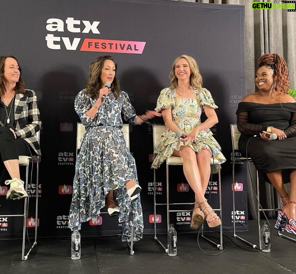 Christina Chang Instagram - Thank you @atxfestival for having us! Fantastic way to celebrate the process of creating stories for 📺 And so fun to reunite with some folks, especially some of the wonderful women on @thegooddoctorabc!! @fionagubelmann @briasamone @erinrgunn Big thanks to @brandialbahary at @sptv @emilymosswilson 💛 #atx #atxtvfestival #thegooddoctor #femaleempowered 👗: @misa_losangeles 💄: @desiraecherman 💈: @nadiahoecklin