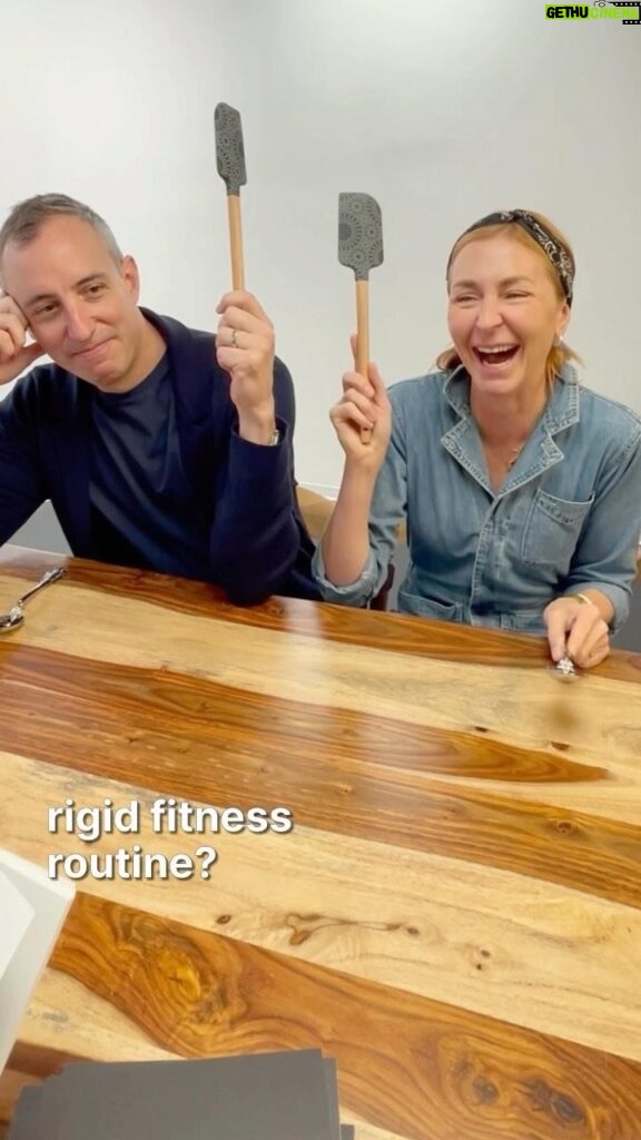 Christina Tosi Instagram - All work and no play makes for, at the very least, a very dull Tuesday. Luckily, husband and wife entrepreneurial duo @christinatosi and @wguidara know how to have a lot of fun — and this extra special segment of Rapid Fire on The Entrepreneurs Studio podcast is no exception! This is Rapid Fire: Double Down, and it’s similar to the shoe game you may have seen played at weddings, where the couple is asked of a variety of questions to test their knowledge of each other. Instead of using shoes, Will is represented by a serving spoon 🥄 and Christina is represented by a spatula 👩‍🍳 Watch to the end to see who we crowned the winner, and catch the full version of this special Rapid Fire segment at the 🔗 in our bio - @theentrepreneurs.studio