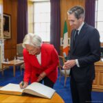 Christine Lagarde Instagram – 🇮🇪🇪🇺 Always great to be in Ireland and to receive the familiar céad míle fáilte (one hundred thousand welcomes)!
 
I was very happy to meet recently appointed Taoiseach @simonharristd this morning.
 
I wished him well in his new role as Ireland’s Prime Minister.