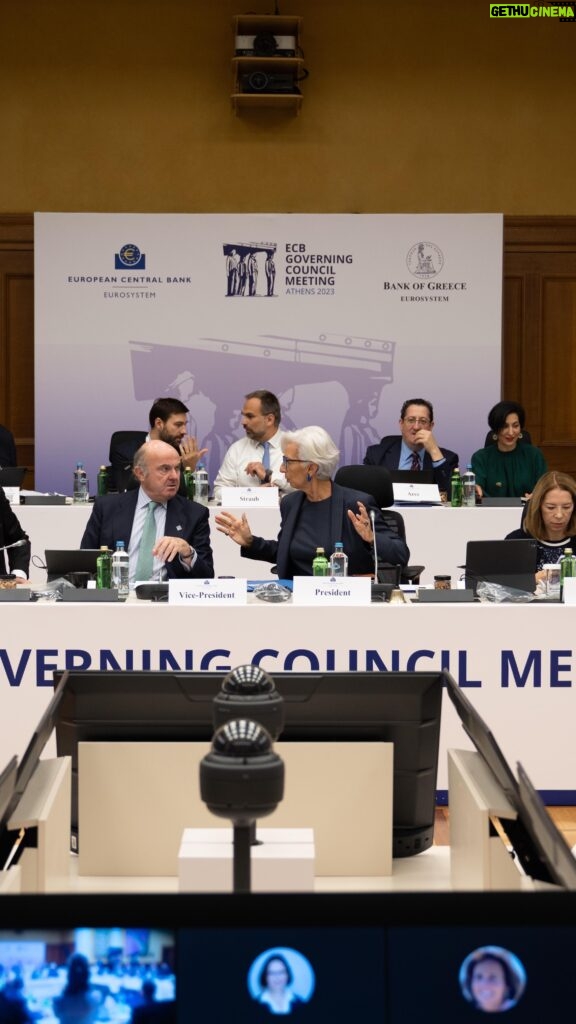 Christine Lagarde Instagram - Governing Council discussions on monetary policy are underway in Athens, Greece.  Follow the live press conference from 14:45 CET via the 🔗 in our bio!  #EuropeanCentralBank #Euro #Europe #ecb  🎥 by ECB