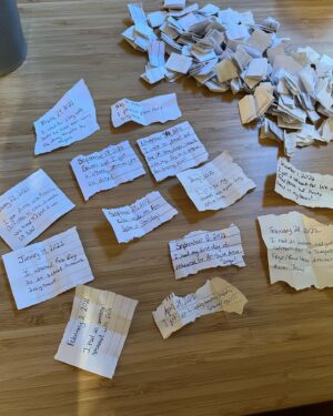Claire Blackwelder Instagram - On January 1, 2022 I decided to write down one good thing that happened every day and put them in this little bear cub jar that Holly gave me. I read them all today sitting at my best friend’s apartment in Brooklyn (my new home!) while she makes an absurd amount of soup after a fantastic celebration and SORRY but I’m feeling SAPPY and grateful as fuck so happy 2023