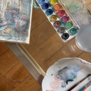 Claire Keane Instagram - Le farniente à Paris dans l’appartement charmant de @camille.froidevauxmetterie et @lespetitsmales_lefilm

.
.
#watercolorsketch
#watercolorsketching
#watercolorpainting
#watercolorartwork #watercolorjournal
#watercolorandink #onesketchaday
#sketchoftheday
#drawingfromobservation
#observationaldrawing
#drawingfromlife #lifedrawing
#draweveryday #sketch #sketchbook
#illustratorsofinstagram 
#illustratorsoninstagram
#drawingfromobservation
#drawyourday #coloryourday
#illustratedjournal #sketchjournal
#lineandwash #penandwatercolor 
#sacrecoeur #parisfrance #farniente #illustrator #illustration #animationart #visualdevelopmentartist
