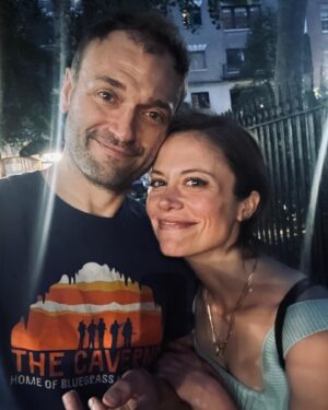 Claire Coffee Instagram - These are the faces of two people let loose in their pre-child neighborhood for memories™️ while their (I swear much beloved child) is at CAMP!!