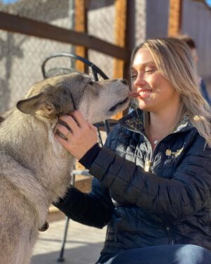 Clare Grant Instagram - Fell in love with a pack of wolves and now I’m ready go full on Princess Mononoke. 🐺 Thank you @apexprotectionproject for rescuing these wonderful creatures and giving them a safe life full of love and compassion. We are so appreciative of all you do! Everyone should check out @apexprotectionproject and see all of the great work they do.