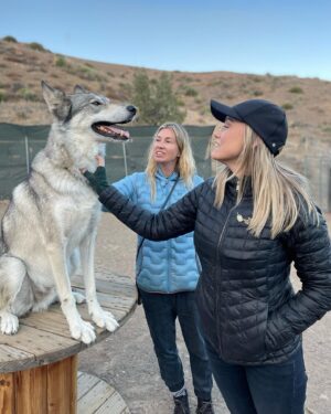 Clare Grant Instagram - Fell in love with a pack of wolves and now I’m ready go full on Princess Mononoke. 🐺 Thank you @apexprotectionproject for rescuing these wonderful creatures and giving them a safe life full of love and compassion. We are so appreciative of all you do! Everyone should check out @apexprotectionproject and see all of the great work they do.