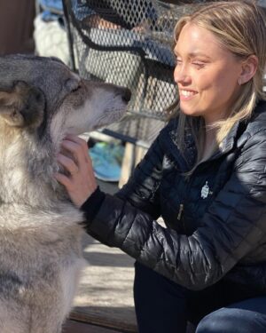 Clare Grant Instagram - Fell in love with a pack of wolves and now I’m ready go full on Princess Mononoke. 🐺 Thank you @apexprotectionproject for rescuing these wonderful creatures and giving them a safe life full of love and compassion. We are so appreciative of all you do! Everyone should check out @apexprotectionproject and see all of the great work they do.