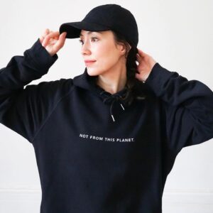 Clare Uchima Instagram - It’s getting chilly 🍂🍁 so we made some organic unisex hoodies. Made with organic cotton. Vegan & fairtrade.
・・・
#Repost @majomedicine 
Anyone else feel like they’re “Not From This Planet”? 😆🙋🏻‍♀️💁🏻‍♀️🤪
寒くなってきたので、暖かいオーガニックコットンのパーカー作ったよ。ユニセックスでオーバーサイズな感じ^_^ もちろんヴィーガン✨
.
.
.
.
.
📸 by @rosauch 
#hoodie #nftp #notfromthisplanet #organic #majomedicine #unisexfashion #unisex #vegan #fairtrade #fairtradefashion #ethicalfashion #organicfashion #パーカー #オーガニックライフ #エシカルファッション