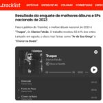 Clarice Falcão Instagram - fiz um atrasado carrossel com algumas listas que citaram o Truque como um dos melhores discos de 2023, pois muitos dirão que fazem música pelo amor mas eu faço para tirar onda obrigada por lembrarem de mim e principalmente proporcionarem essa oportunidade de me exibir na internet. recado a quem quer ouvir essa belezinha ao vivo: a turnê estreia dia 01/03 na Casa Natura em SP ultimos ingressos ainda a venda no LiNK dA biO ps. nunca é demais agradecer ao meu parceiro @looksdepaiva pois ele é pfto