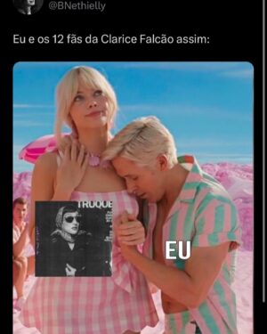 Clarice Falcão Instagram - ✨Truque✨ recebeu a maior honra do brasil contemporâneo e virou MEMES prêmio apenas comparável a ser condecorado cavaleiro do imperio britânico no imperio britânico. 

e agora a grande pergunta: o que acharam do album visual?
(não perguntei antes pois passei 4 dias de ressaca)