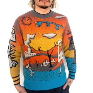 Claudia O'Doherty Instagram - 🚨MODEL ALERT🚨 Legendary knitwear designer @wah_wah_australia has collaborated with my father @regmombassaofficial to make these legendary jumpers/sweaters. 100% of profits go to @theclimatecouncil and @firesticks.alliance.network. Pre orders are available now, link in bio. Click through to see the jumper on a male model, and the inspiration for my modelling.