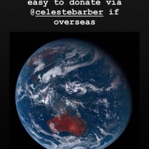 Claudia O'Doherty Instagram - If you have any spare money, click the link in my bio to donate to the Rural Fire Service. The Australian government is not funding them properly, so donations are very helpful and needed. @celestebarber is raising money from her page, which may be easier for international people to donate to. @wireswildliferescue are helping the animals we have left. If you are able to donate, thank you very much!