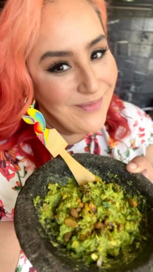 Claudia Sandoval Instagram - 🥑🌶️ Partnering with @wonderfulpistachios to bring you the best guacamole I have made in a long time using the all-new @WonderfulPistachios No Shells Jalapeño Lime. They’re great on their own and can also be used in easy-to-make recipes as the perfect way to spice up your traditional guacamole.  
 
Check out the recipe below.  
 
Ingredients:  
¼ cup Wonderful Pistachios No Shells Jalapeño Lime, chopped  
2-3 large ripe Hass avocados 
1/4 cup (35 g) minced red onion 
1 tablespoon minced jalapeño chile 
¼ cup (10 g) chopped fresh cilantro leaves 
kosher salt to taste 
1 ½ tablespoons fresh lime juice, or to taste 
 
Directions: 
1. Slice the avocados lengthwise around the pit and carefully remove the pit.  
2. Using a large spoon, scoop out the avocado flesh and place it in a large bowl or molcajete. Using the back of a fork, mash the avocado until slightly smooth but still chunky.  
3. Mix in the Wonderful Pistachios, onion, jalapeño, and cilantro. Season with salt and lime juice to taste. Serve immediately. 

#WonderfulPistachiosPartner #sponsored #WonderfulPistachios #Guacamole #recipe