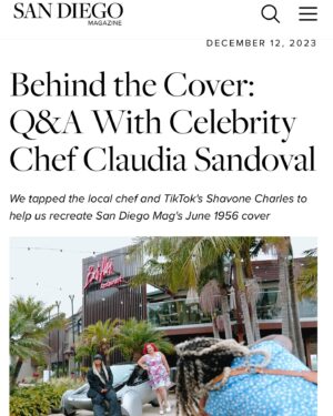 Claudia Sandoval Instagram - Thank you so much @sandiegomag! It’s truly an honor to help recreate such an iconic San Diego cover at one of my favorite places ever! @balihairestaurant. But then to do it with an icon like @shavonec of @tiktok welp, I just went to heaven! Wow!