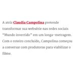 Claudia Campolina Instagram - Vamos investir nesse longa? Obrigada pela matéria @guilhermeamado