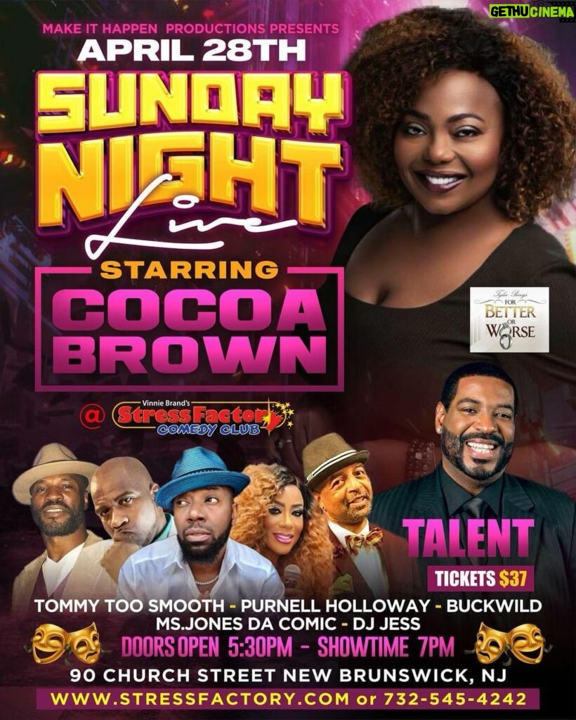 Cocoa Brown Instagram - NEW JERSEY! You got NEXT! This weekend! Two shows! Two locations! So there’s NO EXCUSE not to come get this FUNNY! Hosted by my brother from another mother @talentdacomedian featuring a lineup of some of funniest folks to hit a stage! So GET THOSE TICKETS! LET’S GOOOOO! #livecomedy #standupcomedy #funnypeople #newjersey #cocoabrownonefunnymomma #letsgo #issavibe