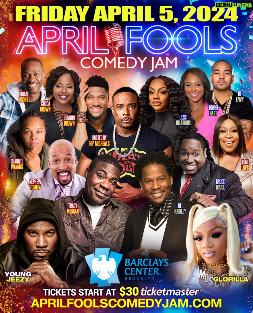 Cocoa Brown Instagram - NYC will never be the same! this lineup is epic grab your tickets now ! April 5th @barclayscenter @aprilfoolscomedy & we just added @glorillapimp & more Get Tickets now see @mybrucebruce @thedlhughleyshow @jesshilarious_official @tracymorgan @thenephewtommyexp @reallondonbrown @comiclonilove