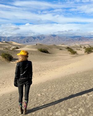 Cody Renee Cameron Instagram - Off the grid in Death Valley. 🏜️ 3 days of ripping thru the most incredible scenery: Bad Water Basin, Dante’s View, 20 Mule Road, Tecopa Hot Springs, Furnace Creek, Mesquite Sand Dunes and best of all, no cell phone reception. Only 3.5hrs outside LA or 1.5hrs outside Vegas. 

Follow @ironponyshow for this episode coming soon! 

Shoutout to my riding buddies @jigger.la @dynaloya 
#DeathValley #Badwaterbasin #dantesview #bikerbabe #chickswhoride #sportsternation #bikerchicksofinsta