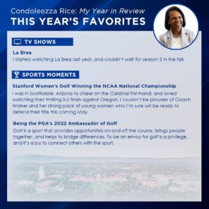 Condoleezza Rice Instagram - As this year comes to a close, I wanted to share some of my favorites from 2022 and a few predictions for 2023. I look forward with optimism to next year, and may you spend time with your loved ones and have a happy and healthy rest of the holiday season.