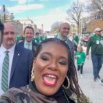 Cori Bush Instagram - Happy St. Patrick’s Day weekend, St. Louis! It’s wonderful celebrating our proud Irish community today alongside Ireland’s Minister of State Patrick O’Donovan, Mayor Tishaura Jones, and Treasurer Adam Layne. Your Congresswoman loves you 💚☘️