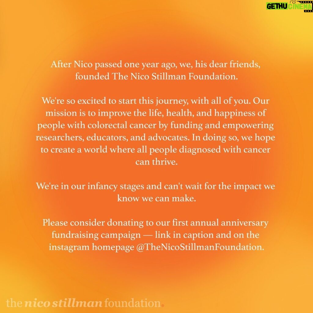 Corinne Foxx Instagram - We are honored to announce the formation of The Nico Stillman Foundation (TNSF), founded and run by Nico’s closest friends and family. Our mission is to improve the life, health, and happiness of people with colorectal cancer by funding and empowering researchers, educators, and advocates. In our first year, TNSF has made a pledge to support the Colorectal Cancer Alliance in advancement of both our mission and theirs. Now, we would like to celebrate the foundation’s first anniversary, and Nico’s beautiful life, with our First Annual Memorial Fundraiser. As we continue to build the foundation in Nico’s memory, it is with the power of your generosity that this foundation will touch the lives of many facing their toughest battles. Please join us in honoring Nico and commencing our commitment to creating a better world for those affected by colorectal cancer. Please visit thenicostillmanfoundation.com to donate and please note: the website as well as the foundation are growing and will be improved in the months to come. Thank you all.