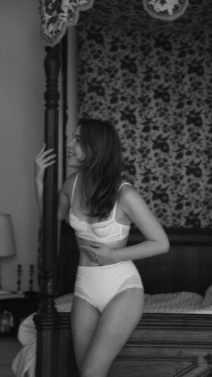 Courtney Halverson Instagram - ad 🥐 When lingerie meets boulangerie. 🥐 No, it’s not a real word, but it probably should be. Why get flaky crumbs all over your clothing when you could instead indulge in your ‘boulingerie’. 

And what better lingerie to wear when enjoying a buttery croissant than @simoneperele_america, who makes equally buttery soft sets like this one. Perfectly comfortable, with an attention to detail and construction that makes it my absolute favorite lingerie to reach for. Highly recommend giving their collection a perusal, but as a note : the croissant is not included.
.
.
.
#boulingerie #wordsthatshouldexist #romanticstyle #alafrancaise #frenchgirl #dreamymoments | filmed at the beautiful @chateau_marcellus