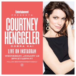 Courtney Henggeler Instagram - Hey! What are you doing today? 
Well stop it. And come play with me instead. 
I dropping crazy @cobrakaiseries SEASON 4 SPOILERS with @entertainmentweekly today. 

Ok that last parts a lie. 

But I’d love to see you anyway.  I mean, not actually see you. Not sure we have the technology for that yet. But I can read a comment like nobodies business.